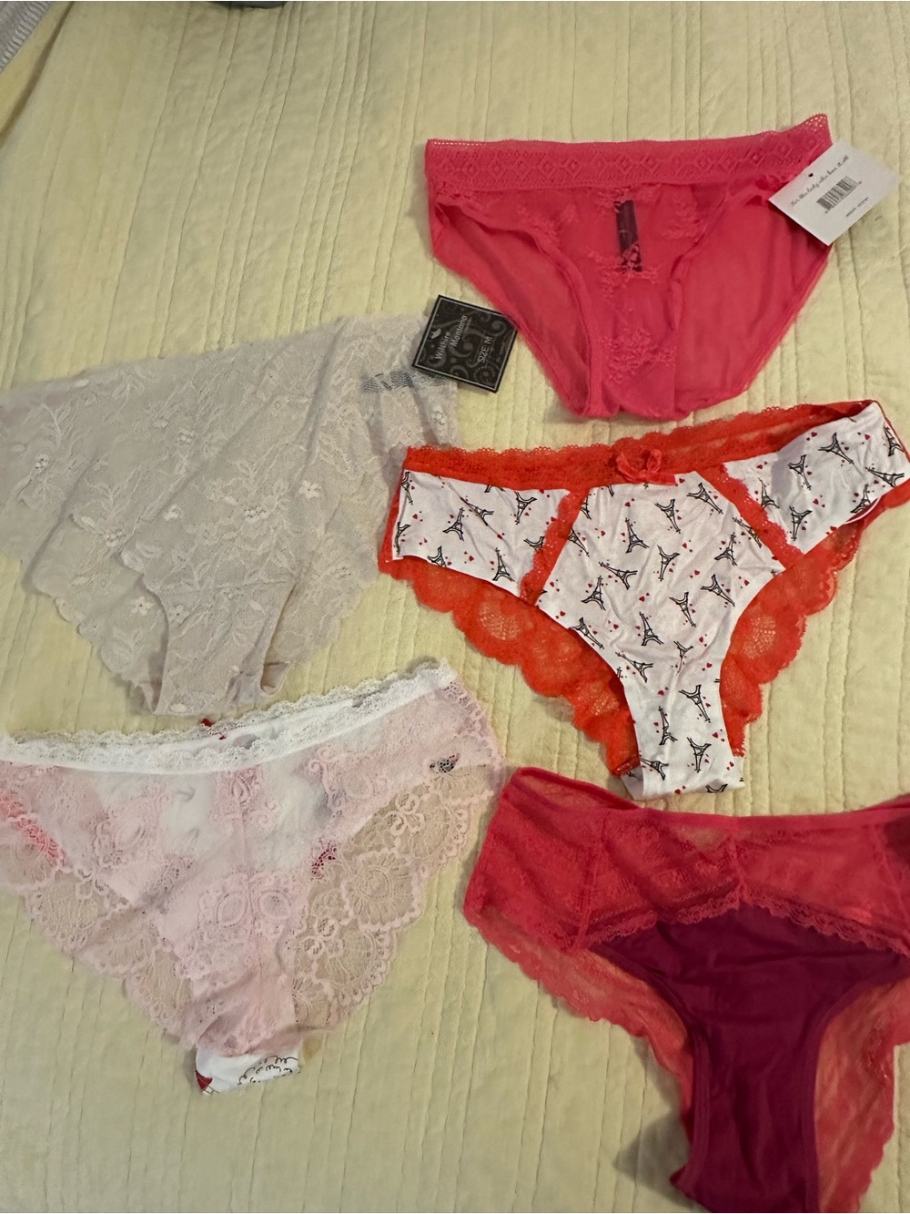 Splendies Women's NWT Medium Bikini & Hipster Panties - Pink, Red, White qty 5